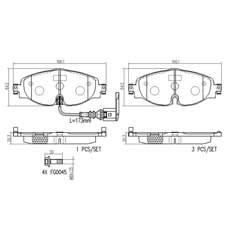 BREMBO CERAMIC Brake Pad Set P85126N