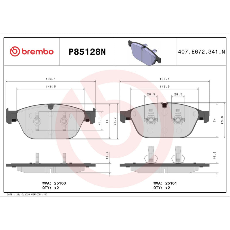 BREMBO CERAMIC Brake Pad Set P85128N