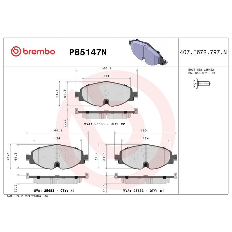 BREMBO CERAMIC Brake Pad Set P85147N