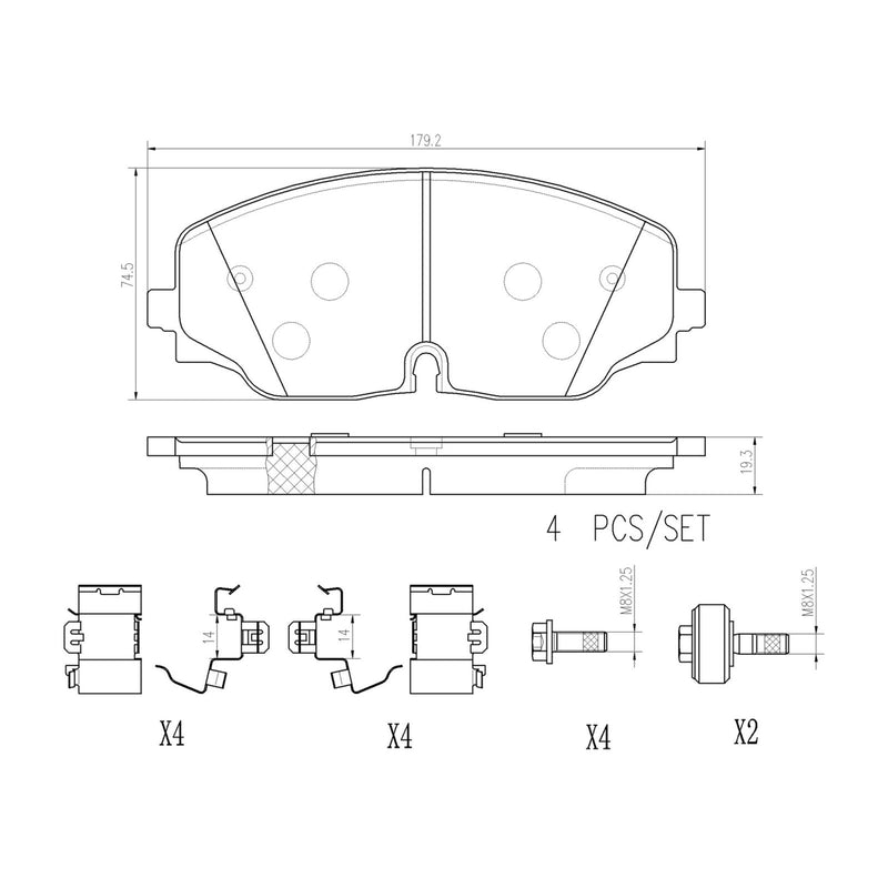 BREMBO CERAMIC Brake Pad Set P85176N