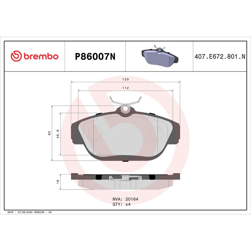 BREMBO Ceramic Front Disc Brake Pad Set - P86007N