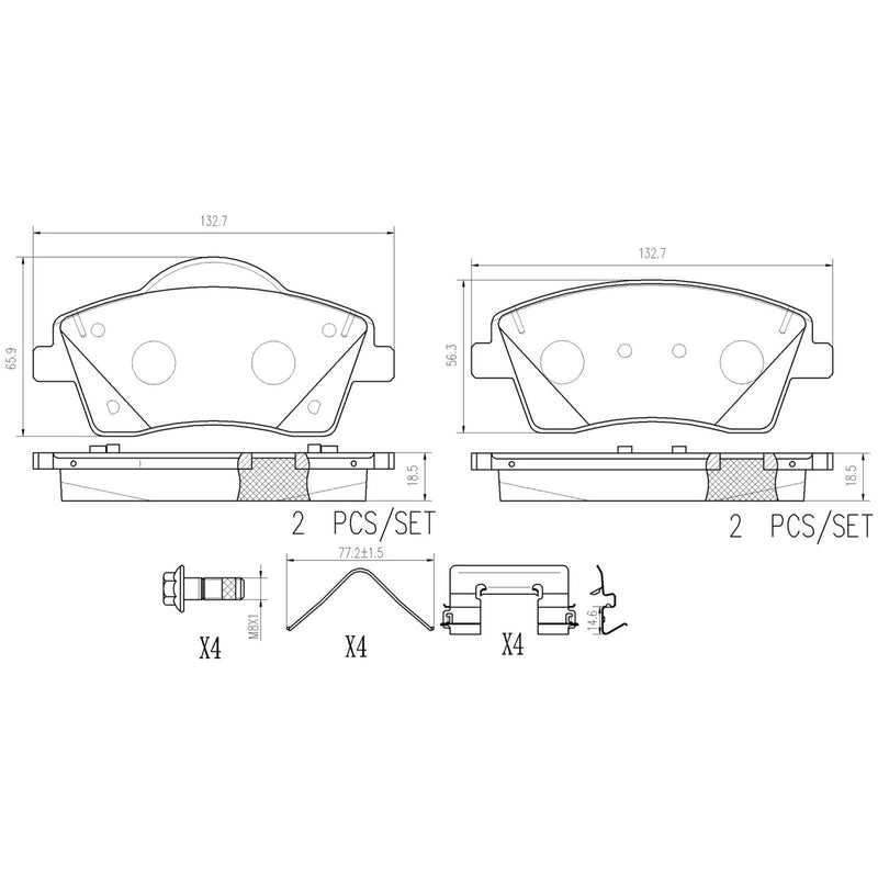 BREMBO Ceramic Front Disc Brake Pad Set - P86033N