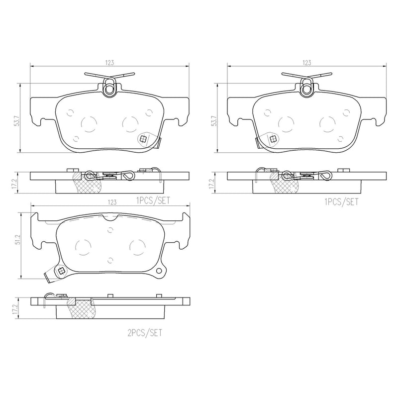 BREMBO Ceramic Rear Disc Brake Pad Set - P07009N
