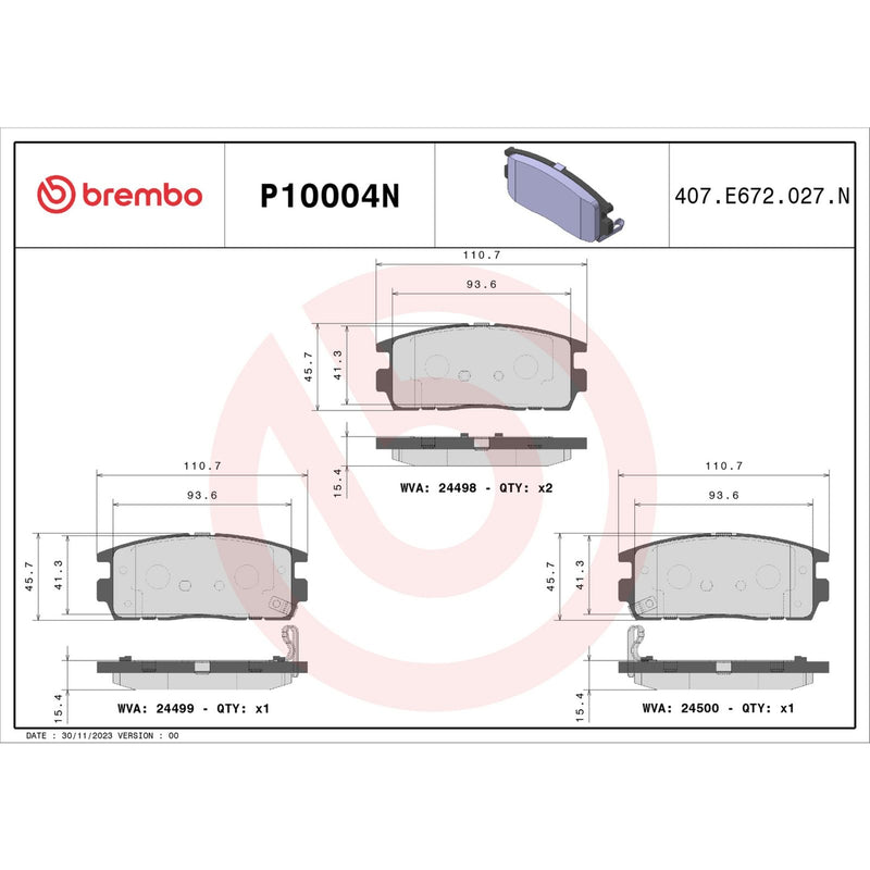 BREMBO Ceramic Rear Disc Brake Pad Set - P10004N