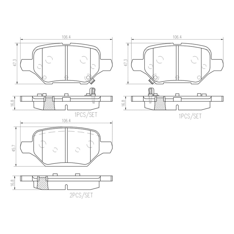 BREMBO Ceramic Rear Disc Brake Pad Set - P10079N