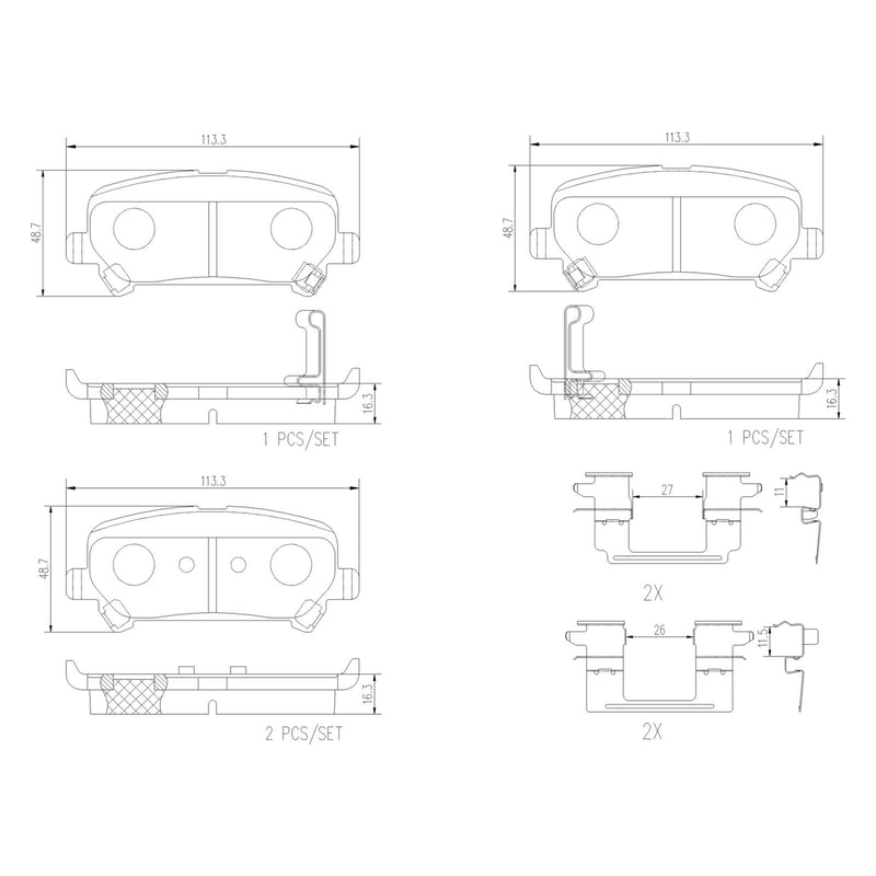 BREMBO Ceramic Rear Disc Brake Pad Set - P10086N