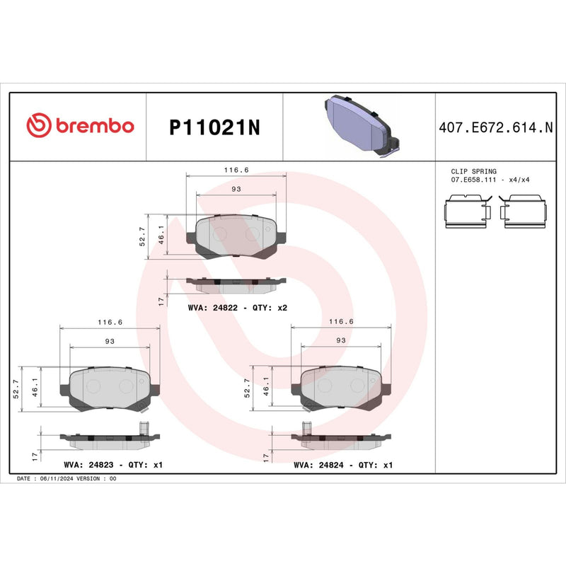 BREMBO Ceramic Rear Disc Brake Pad Set - P11021N