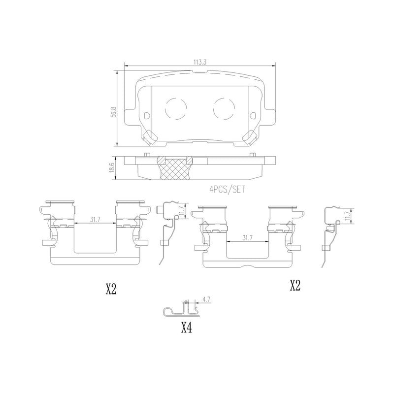 BREMBO Ceramic Rear Disc Brake Pad Set - P18038N
