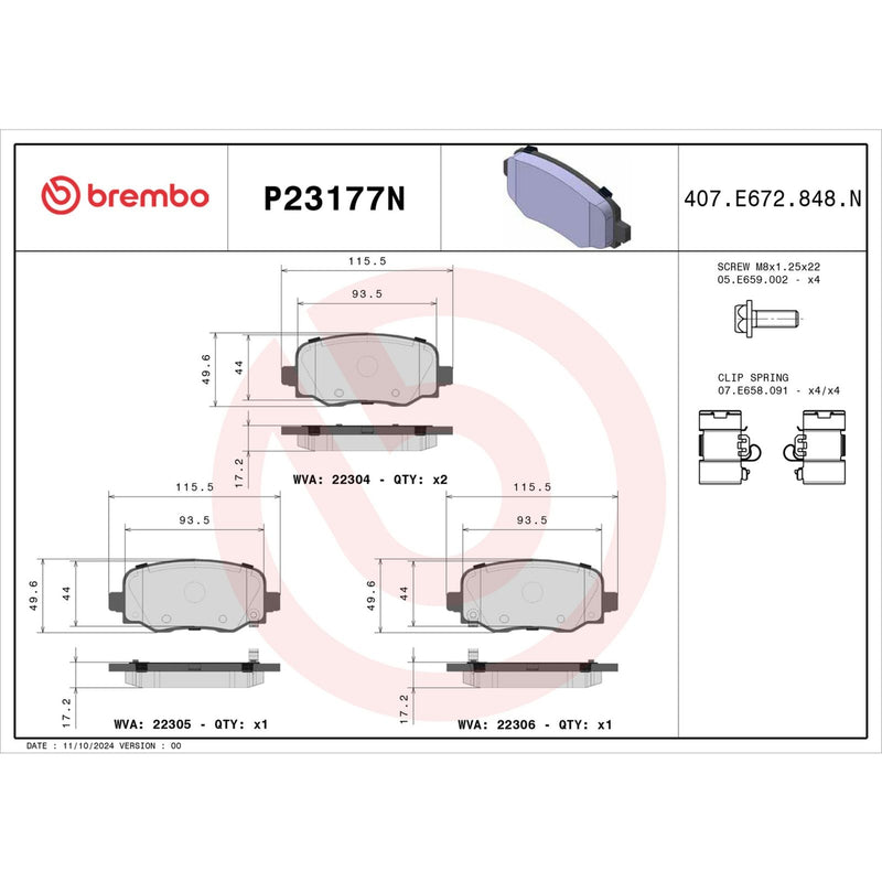 BREMBO Ceramic Rear Disc Brake Pad Set - P23177N