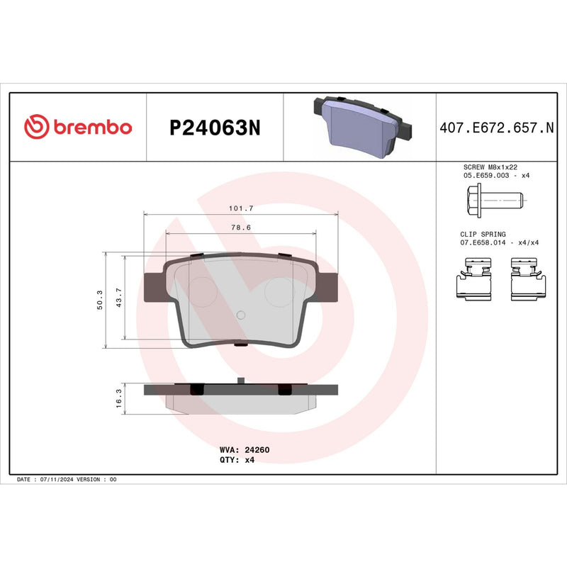 BREMBO Ceramic Rear Disc Brake Pad Set - P24063N