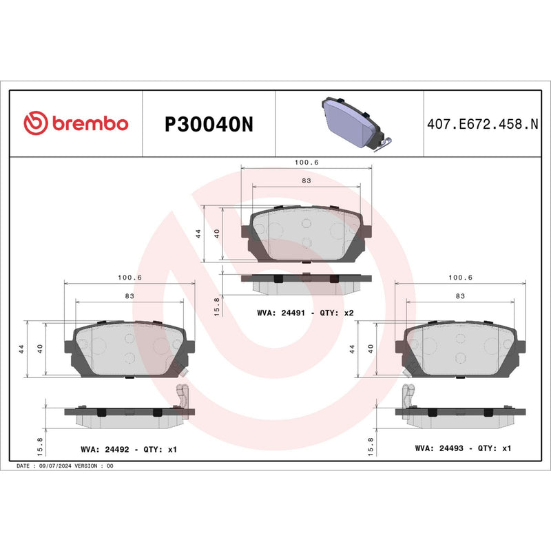 BREMBO Ceramic Rear Disc Brake Pad Set - P30040N