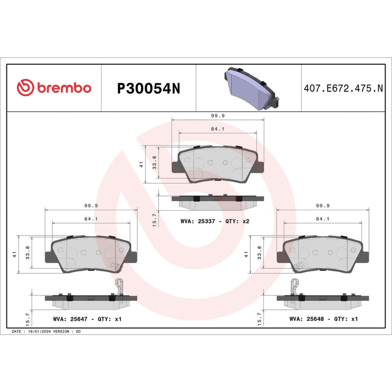 BREMBO Ceramic Rear Disc Brake Pad Set - P30054N