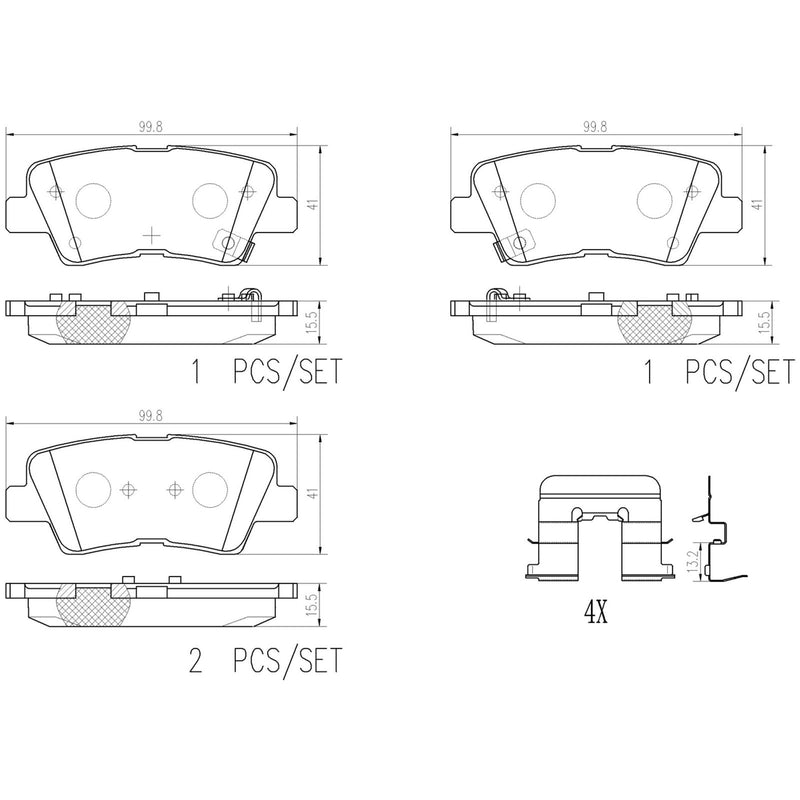 BREMBO Ceramic Rear Disc Brake Pad Set - P30094N