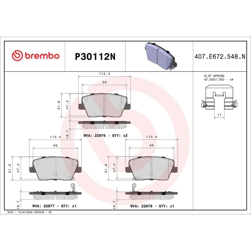 BREMBO Ceramic Rear Disc Brake Pad Set - P30112N