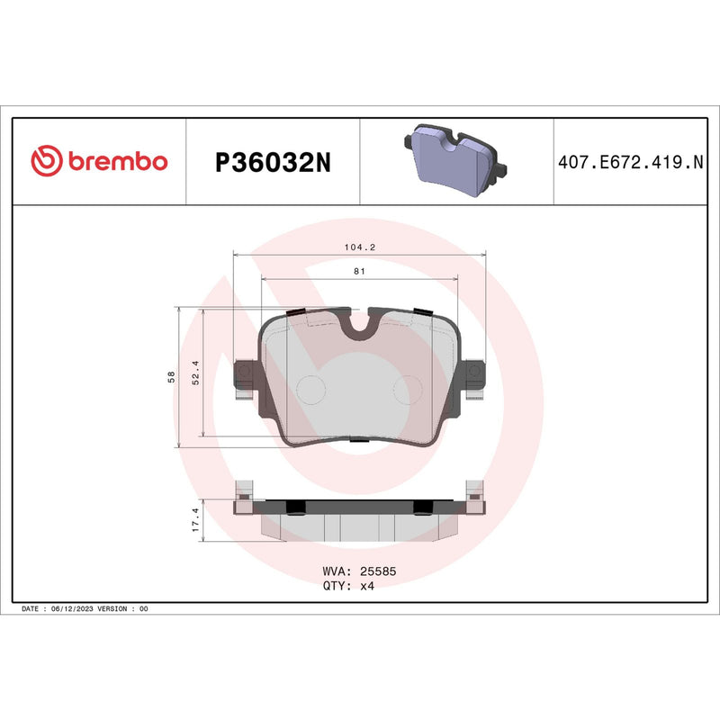BREMBO CERAMIC Brake Pad Set P36032N