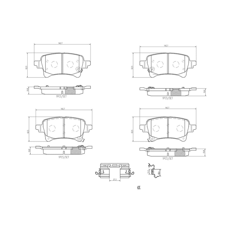 BREMBO Ceramic Rear Disc Brake Pad Set - P37029N