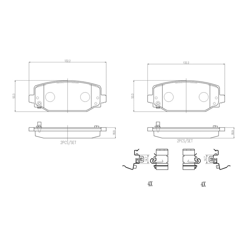 BREMBO Ceramic Rear Disc Brake Pad Set - P37030N