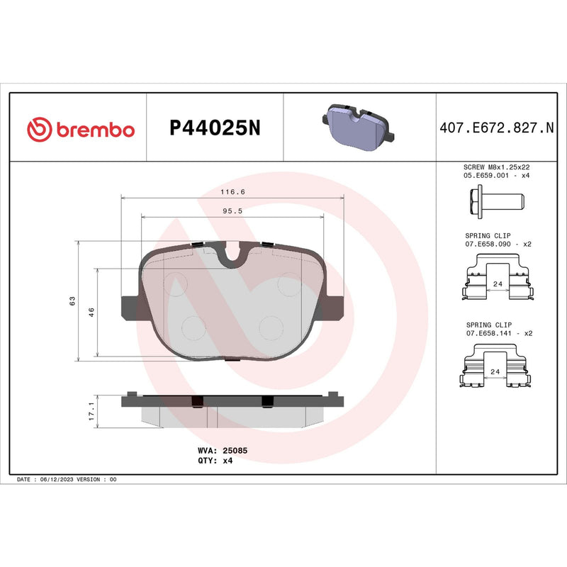 BREMBO Ceramic Rear Disc Brake Pad Set - P44025N