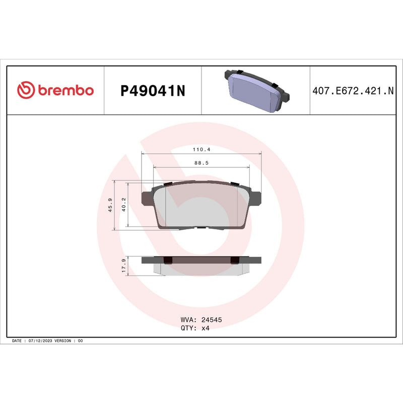 BREMBO Ceramic Rear Disc Brake Pad Set - P49041N