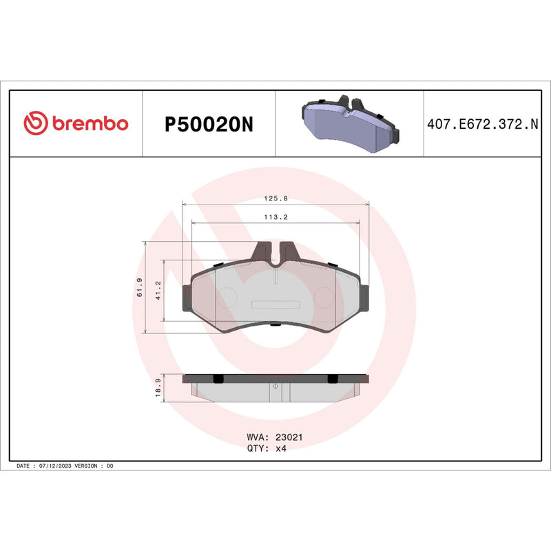 BREMBO Ceramic Rear Disc Brake Pad Set - P50020N