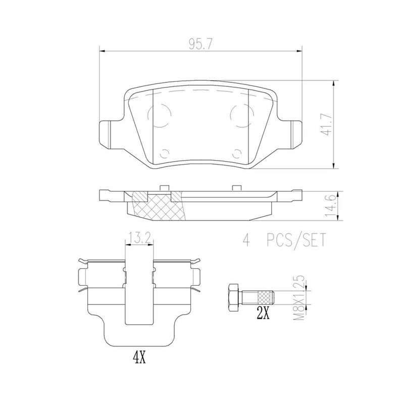 BREMBO Ceramic Rear Disc Brake Pad Set - P50090N