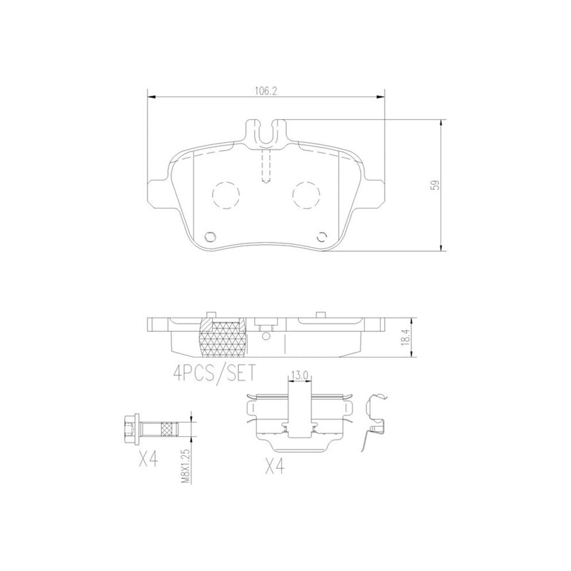 BREMBO Ceramic Rear Disc Brake Pad Set - P50091N