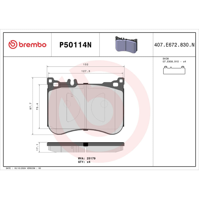 BREMBO Ceramic Rear Disc Brake Pad Set - P50114N