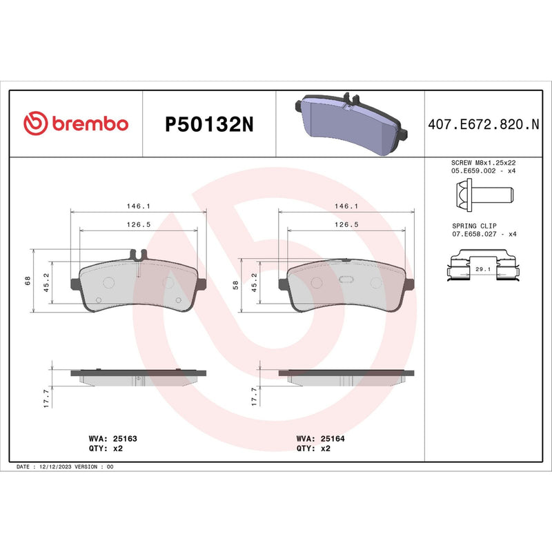BREMBO CERAMIC Brake Pad Set P50132N