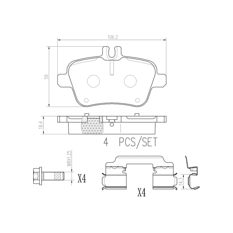BREMBO Ceramic Rear Disc Brake Pad Set - P50135N
