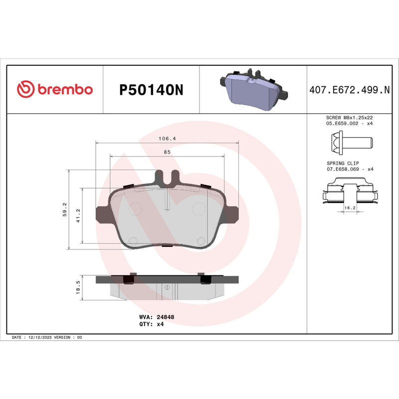 BREMBO CERAMIC Brake Pad Set P50140N