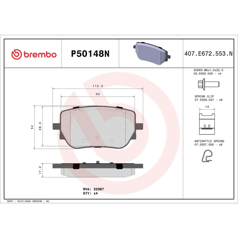 BREMBO Ceramic Rear Disc Brake Pad Set - P50148N
