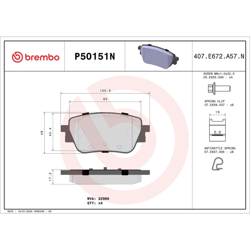 BREMBO Ceramic Rear Disc Brake Pad Set - P50151N
