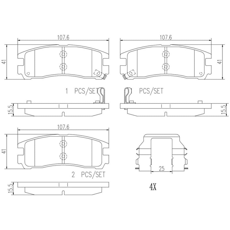 BREMBO Ceramic Rear Disc Brake Pad Set - P54012N