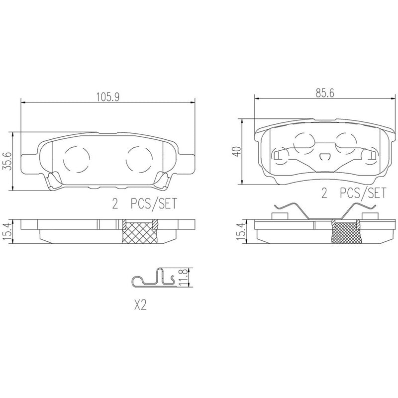 BREMBO Ceramic Rear Disc Brake Pad Set - P54034N
