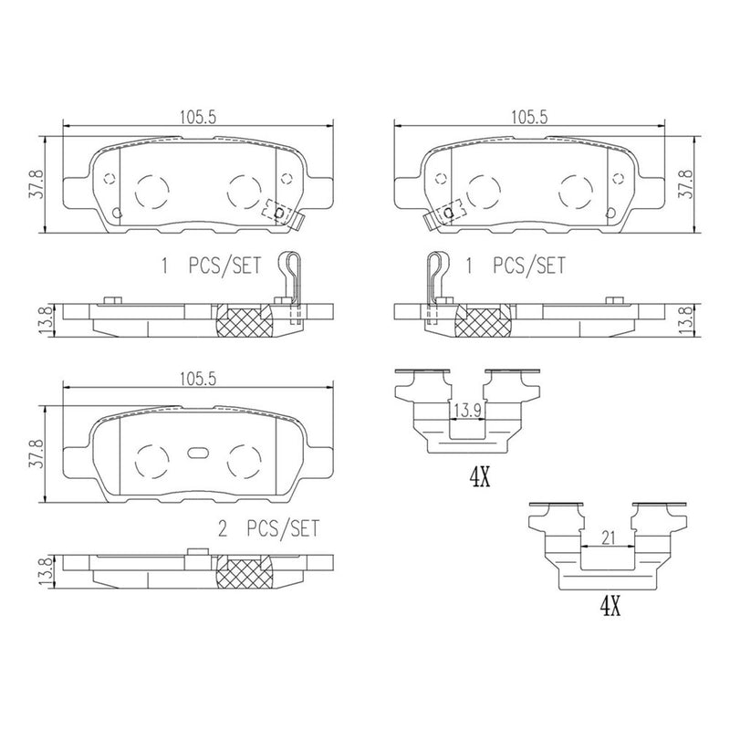 BREMBO Ceramic Rear Disc Brake Pad Set - P56046N