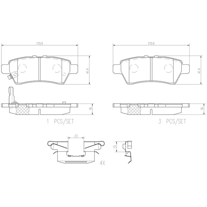 BREMBO Ceramic Rear Disc Brake Pad Set - P56060N