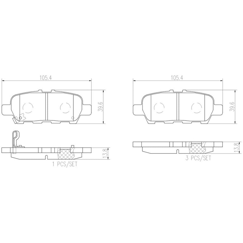 BREMBO Ceramic Rear Disc Brake Pad Set - P56068N