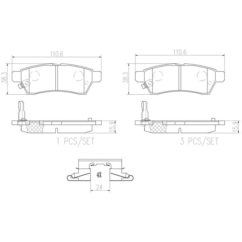 BREMBO Ceramic Rear Disc Brake Pad Set - P56077N