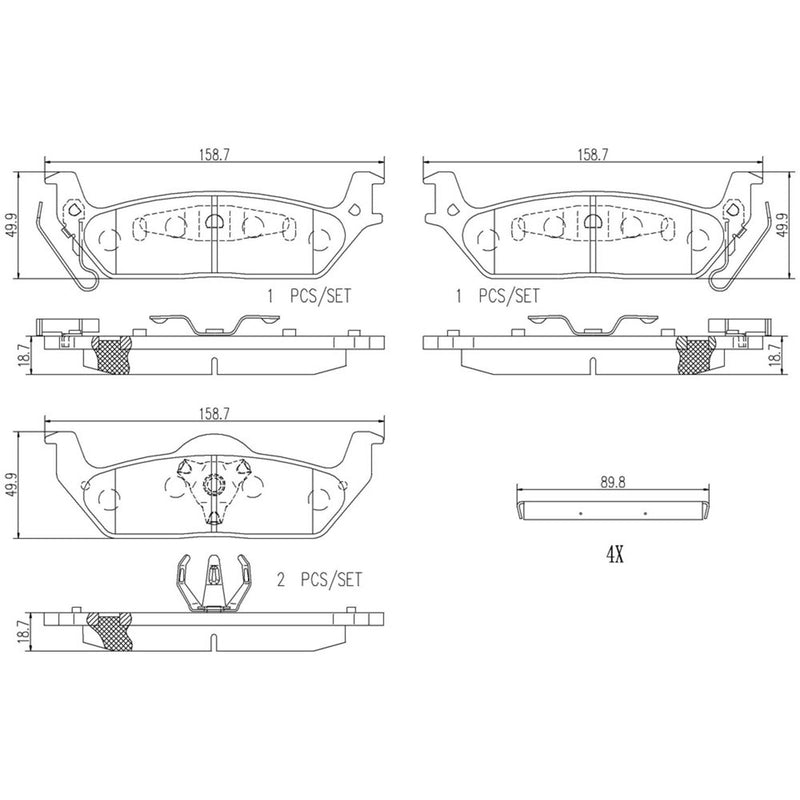 BREMBO Ceramic Rear Disc Brake Pad Set - P56091N