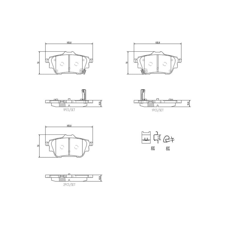 BREMBO Ceramic Rear Disc Brake Pad Set - P56133N