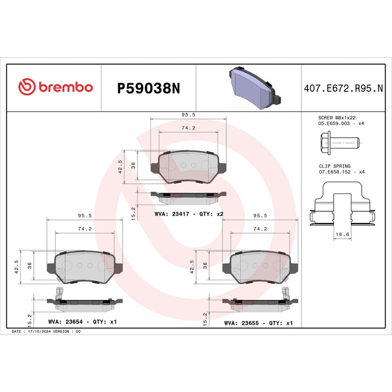 BREMBO Ceramic Rear Disc Brake Pad Set - P59038N