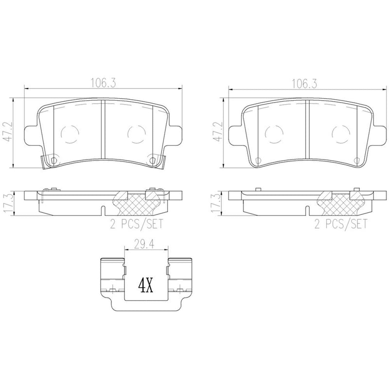 BREMBO Ceramic Rear Disc Brake Pad Set - P59060N