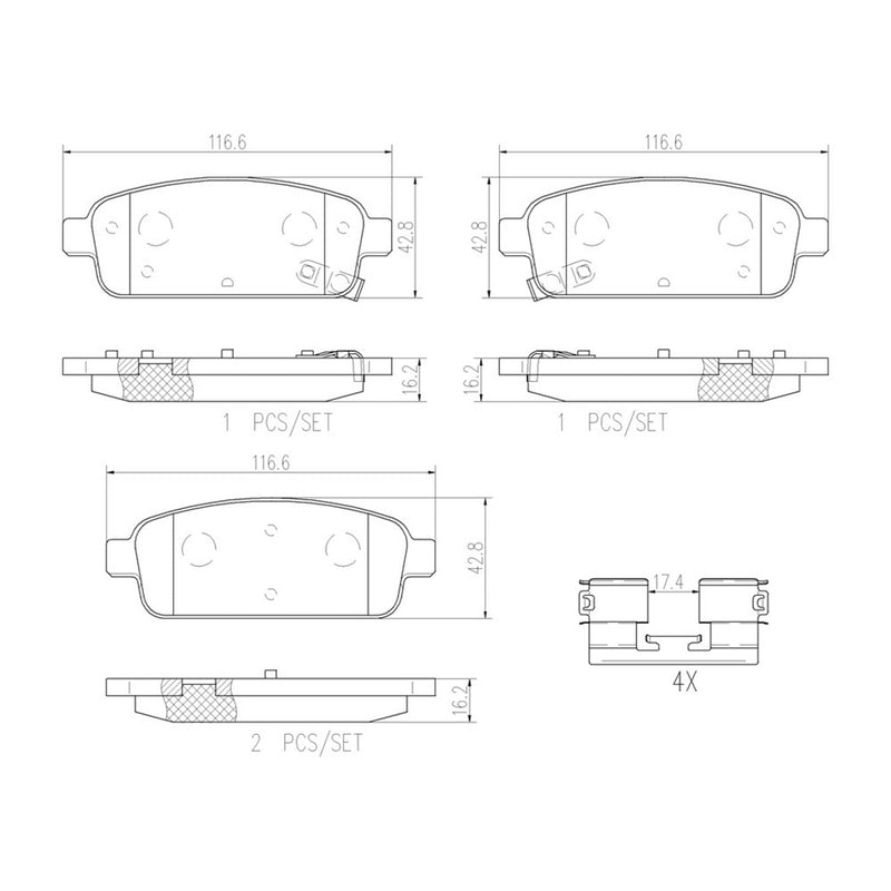 BREMBO Ceramic Rear Disc Brake Pad Set - P59080N