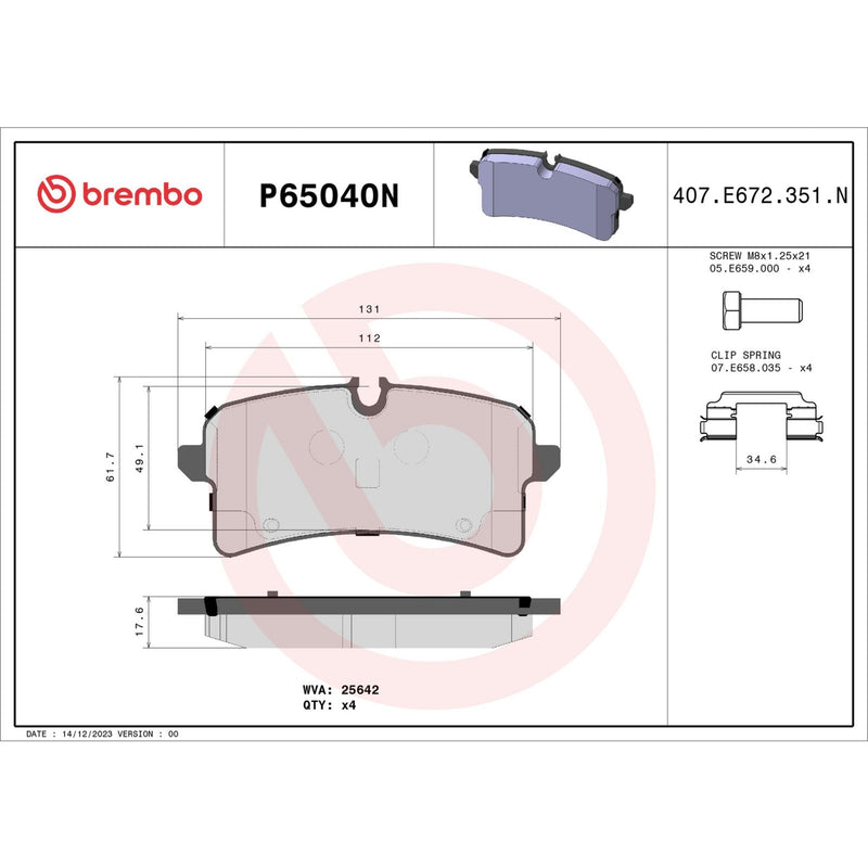 BREMBO CERAMIC Brake Pad Set P65040N