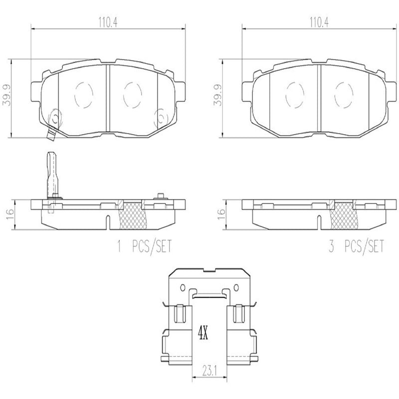 BREMBO Ceramic Rear Disc Brake Pad Set - P78018N
