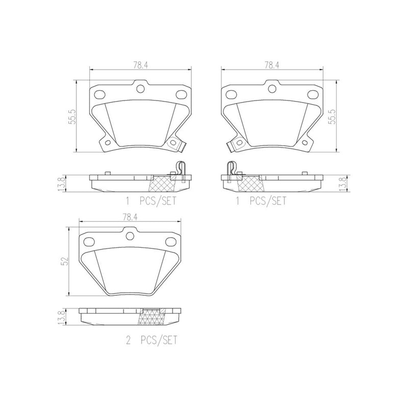 BREMBO Ceramic Rear Disc Brake Pad Set - P83052N