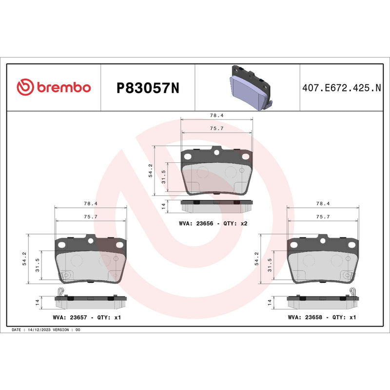 BREMBO Ceramic Rear Disc Brake Pad Set - P83057N