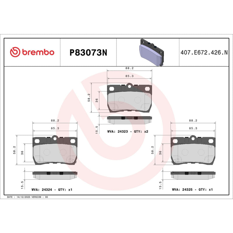 BREMBO Ceramic Rear Disc Brake Pad Set - P83073N