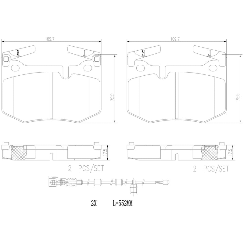 BREMBO Ceramic Rear Disc Brake Pad Set - P83164N