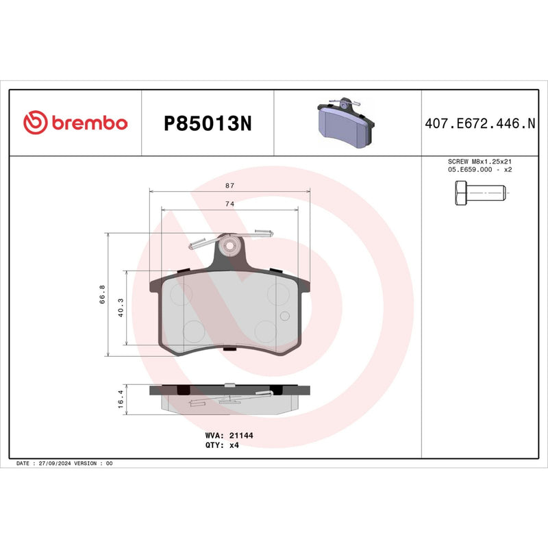 BREMBO Ceramic Rear Disc Brake Pad Set - P85013N